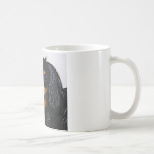 Taza De Café El rey Charles Cavalier español negro y bronceado