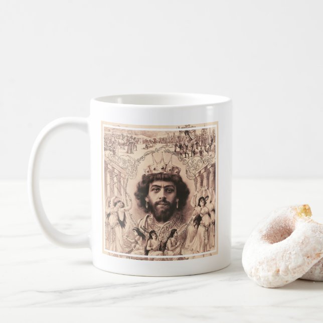 Taza De Café El Rey Salomón Rodeado De Chicas Bailarines (Con donut)