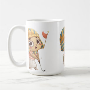 Taza De Café El rey Tut jugando golf  Arte divertido del antigu