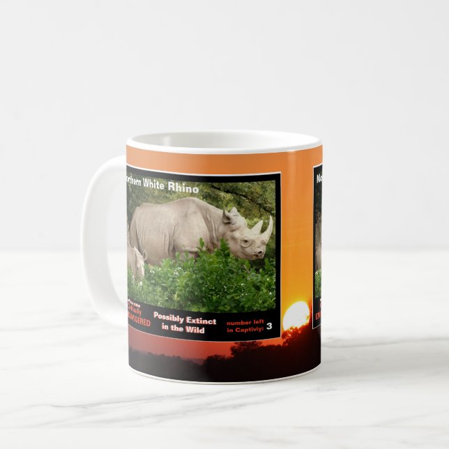 Taza De Café El rinoceronte blanco septentrional es especies en (Anverso izquierdo)