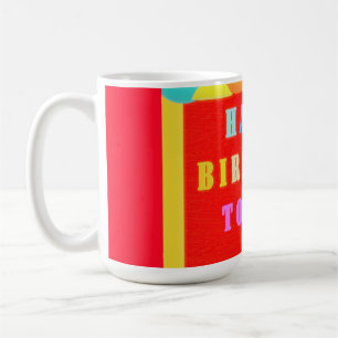Taza De Café El rojo brillante más los colores mezclados feliz