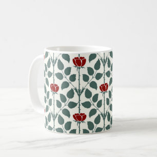 Taza De Café El Rosa Briar de Voysey, el café rojo oscuro