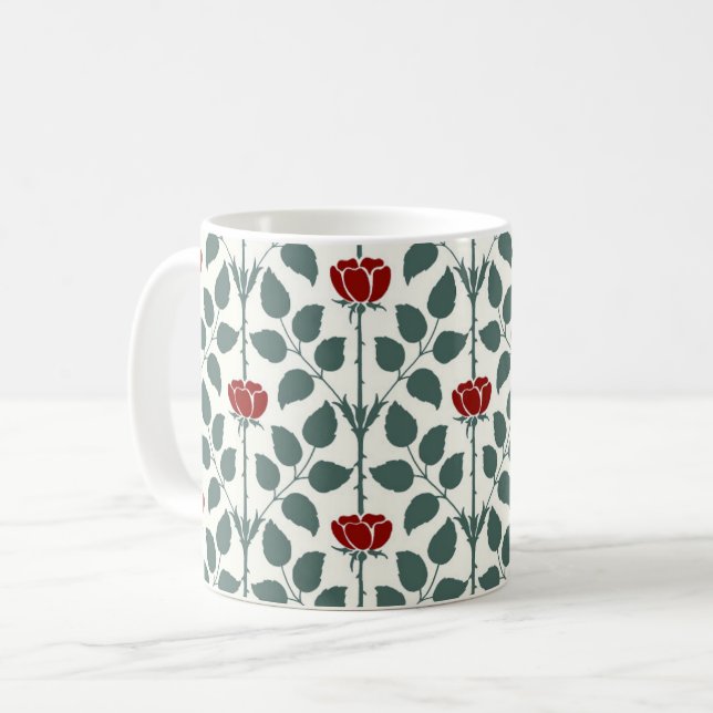 Taza De Café El Rosa Briar de Voysey, el café rojo oscuro (Anverso izquierdo)