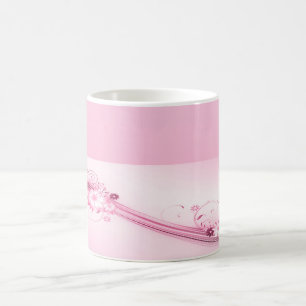 Taza De Café El rosa florece ondas de n