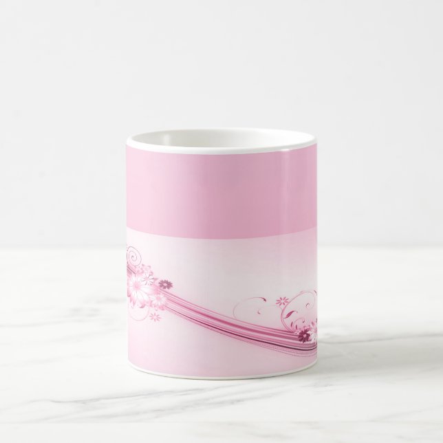 Taza De Café El rosa florece ondas de n (Centro)