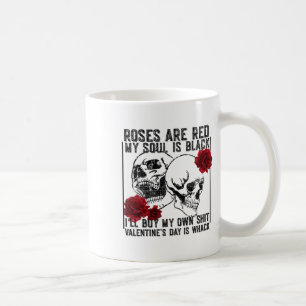 Taza De Café El Rosa Retro Es Rojo Mi Alma Es Negro Skeleton An