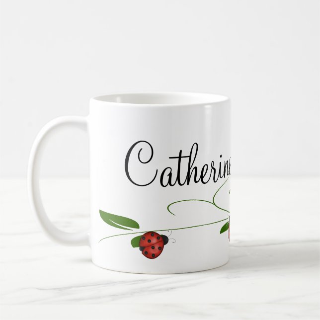 Taza De Café El rosa rojo y el café de las mariquitas/el té (Izquierda)