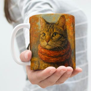 Taza De Café El rumor del otoño es un gato acogedor en la brisa