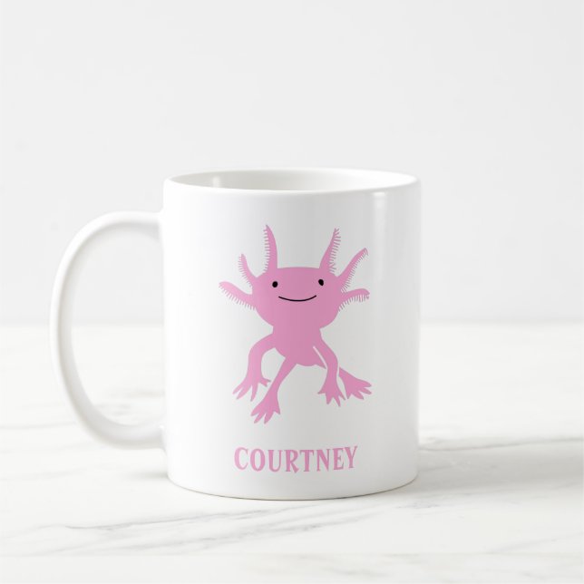 Taza De Café El salamandra rosado lindo Axolotl personalizado (Izquierda)