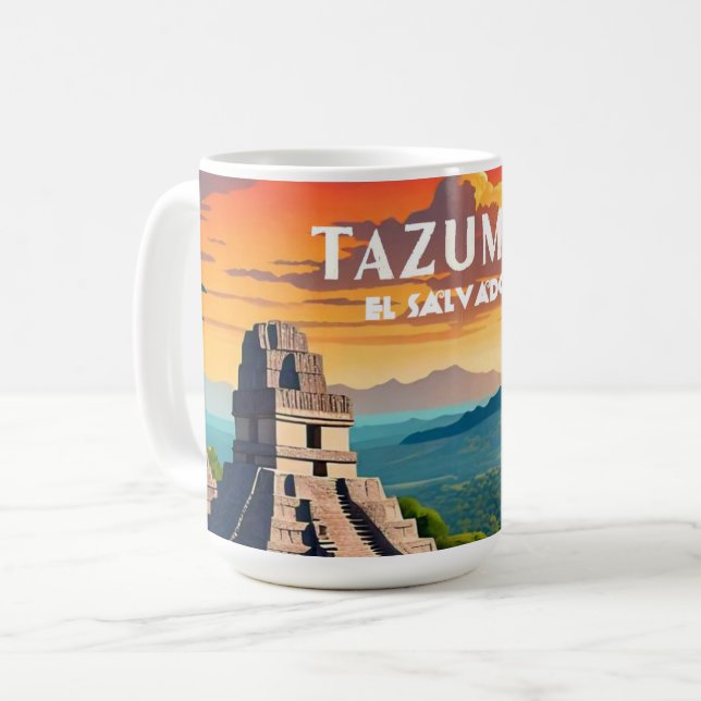 Taza De Café El Salvador | Personalizado Retro Viaje (Anverso izquierdo)