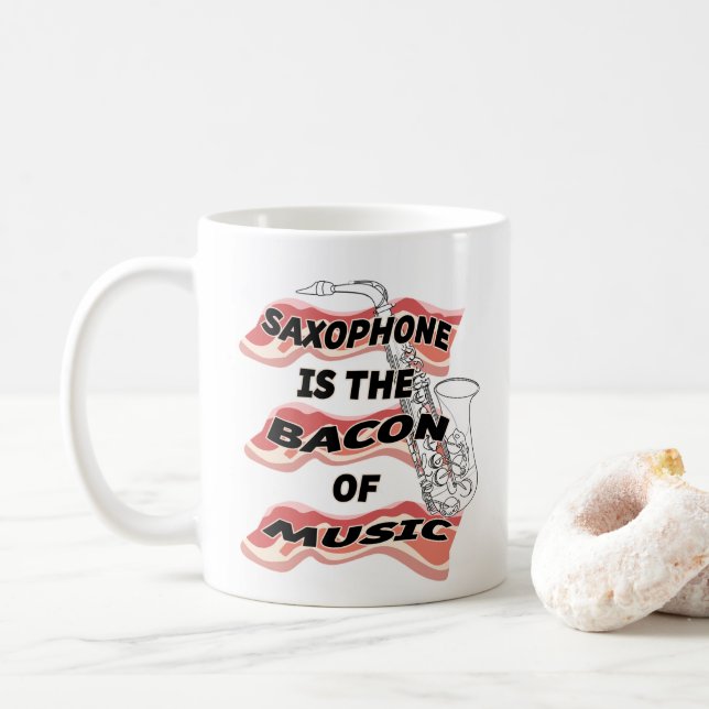 Taza De Café El saxofón es el tocino de la música (Con donut)