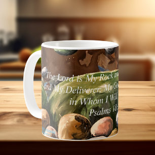 Taza De Café El Señor Es Mi Roca; Arte Original Salmos18:2