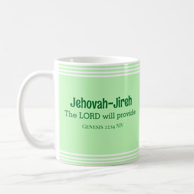 Taza De Café El Señor Proporcionará Verde Verso De La Biblia (Izquierda)