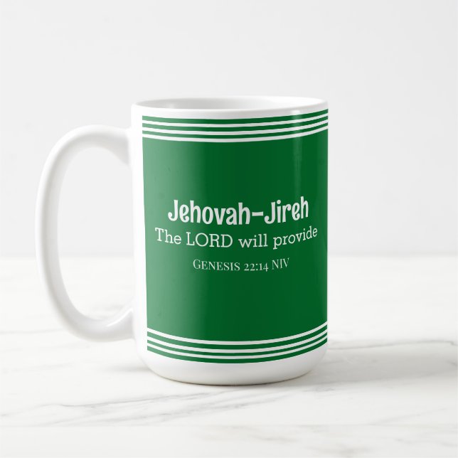 Taza De Café El Señor Proporcionará Verso De La Biblia Verde A  (Izquierda)