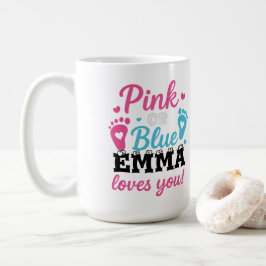 Taza De Café El sexo personalizado revela que el bebé rosa o az