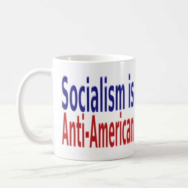 Taza De Café El socialismo es antiestadounidense con texto azul (Izquierda)