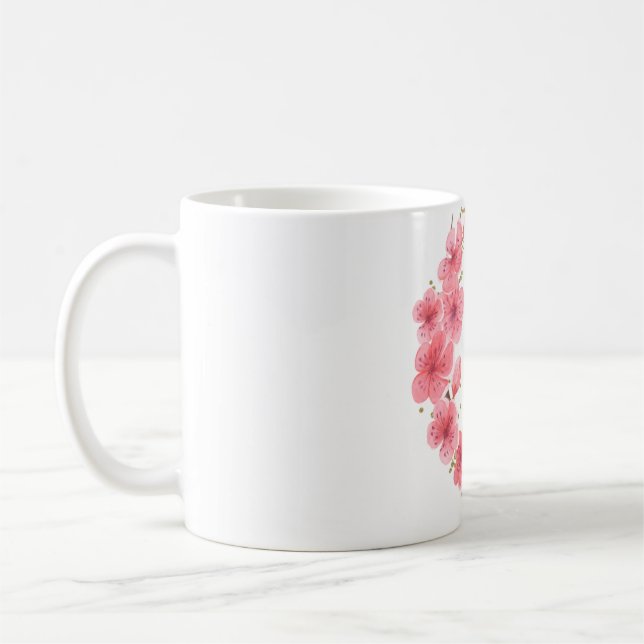 Taza De Café El Sr Hanna pintó hebras florales y doradas (Izquierda)