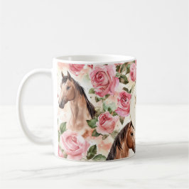 Taza De Café El sueño de Purpurina de oro de caballos de rosas 
