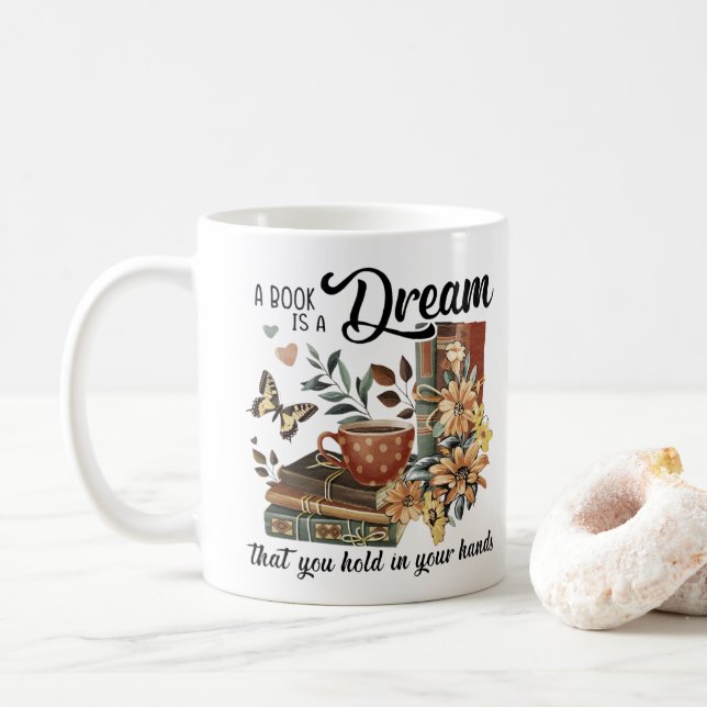 Taza De Café El sueño de un amante del libro (Con donut)