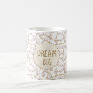 Taza De Café El sueño Purpurina de oro de las Perlas Rosadas