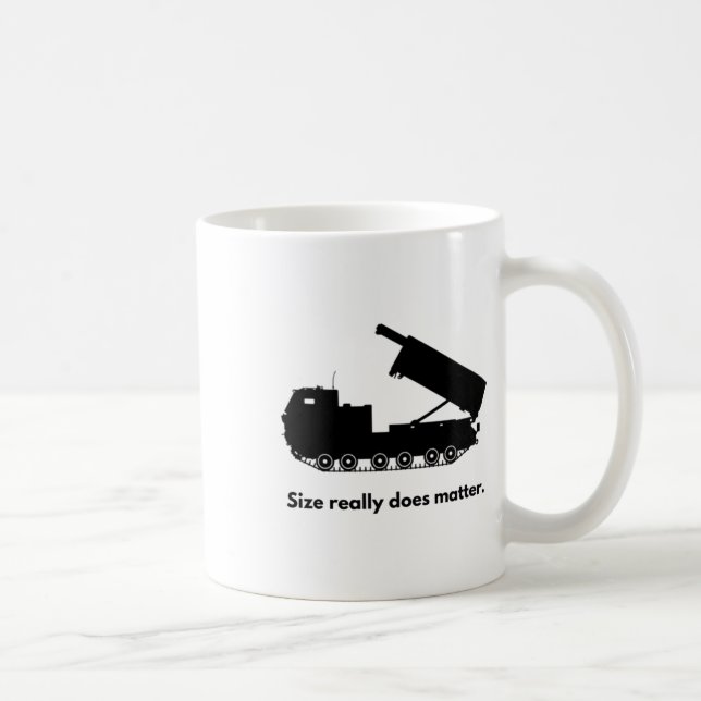 Taza De Café El tamaño realmente importa pegatina Mlrs (Derecha)