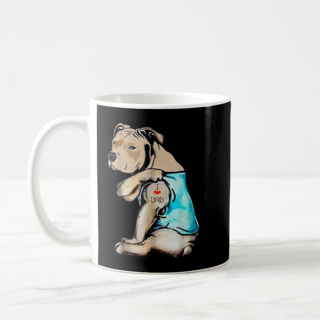 Taza De Café El tatuaje del perro de Pitbull me encanta el rega (Izquierda)