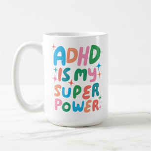 Taza De Café El TDAH es mi súper poder las alegres letras de bu