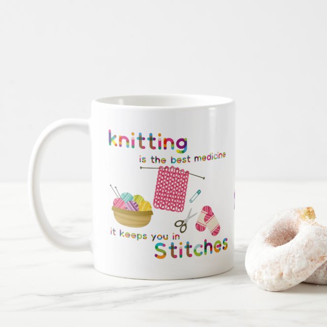 Taza De Café El Tejido Elegante Es La Mejor Medicina (Con donut)