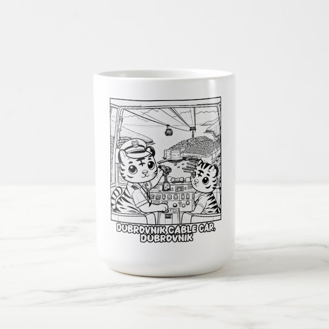 Taza De Café El teleférico de Kawaii Tiger Dubrovnik - Personal (Centro)