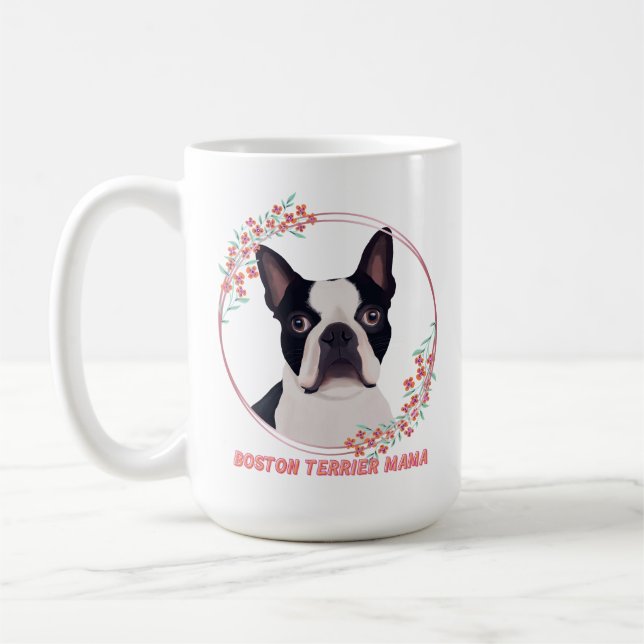 Taza De Café El Terrier de Boston - Mamá Terrier de Boston (Izquierda)