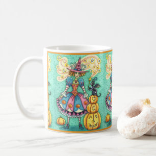 TAZA DE CAFÉ EL TESTIGO DE FIESTA ROSA ES MÁGICO HALLOWEB, GATO