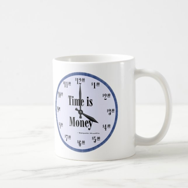Taza De Café El tiempo es dinero - Mug Blue Clock Face (Derecha)