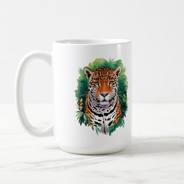 Taza De Café "El tigre majestuoso en el arte de la jungla - Nat (Izquierda)