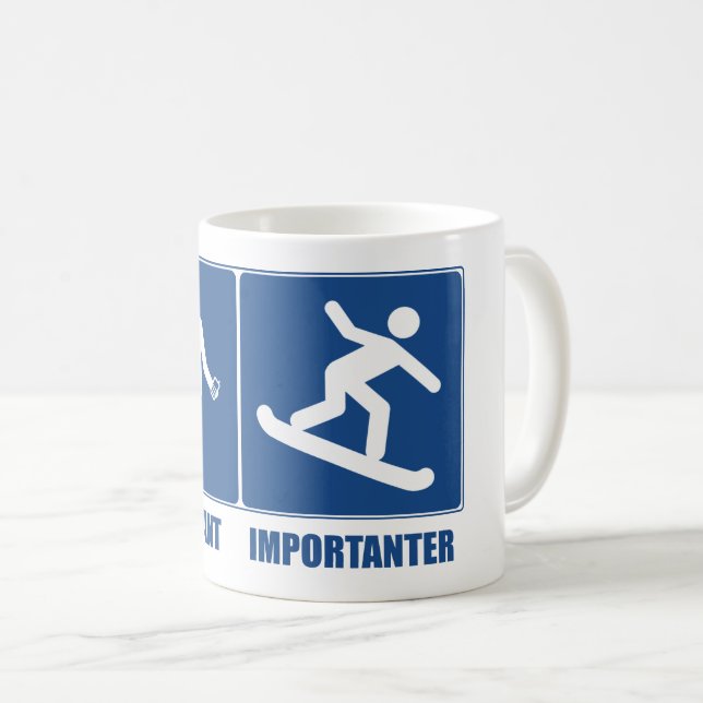 Taza De Café El trabajo es importante, el Snowboard es importan (Anverso derecho)