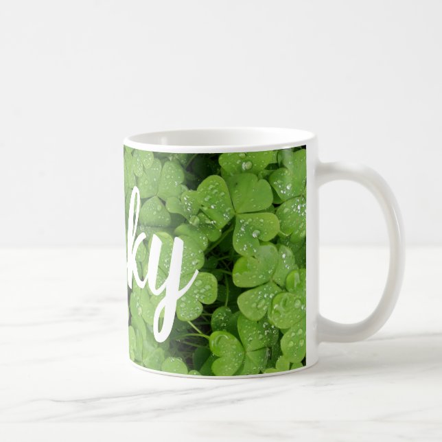Taza De Café El trébol verde afortunado de san Patrick (Derecha)