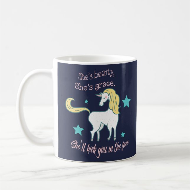 Taza De Café El unicornio, belleza, tolerancia, golpea adentro (Izquierda)