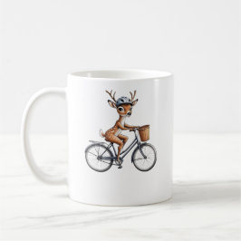 Taza De Café El venado caprichoso montando una bicicleta - dibu