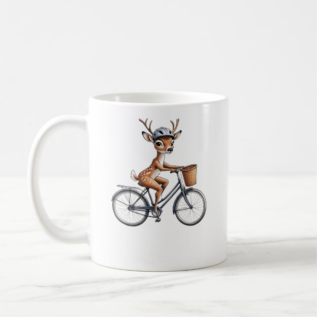 Taza De Café El venado caprichoso montando una bicicleta - dibu (Izquierda)