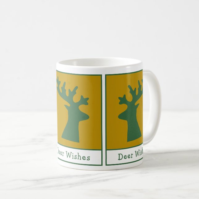 Taza De Café El venado personalizado desea el oro verde del art (Anverso derecho)