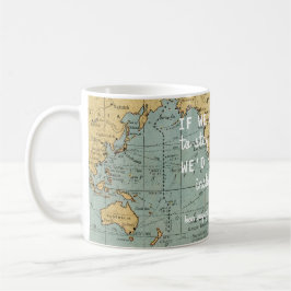 Taza De Café El viaje de encargo del mapa del vintage cita la