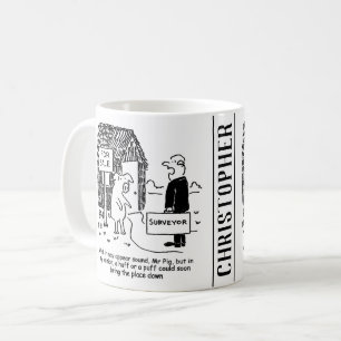 Taza De Café El vigilante de la construcción mira la casa del 