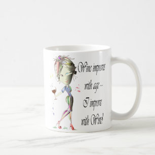 Taza De Café El vino mejora con la edad, regalos chistosos del