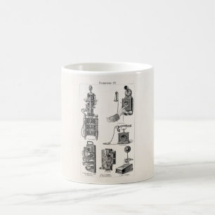 Taza De Café El vintage llama por teléfono a los teléfonos