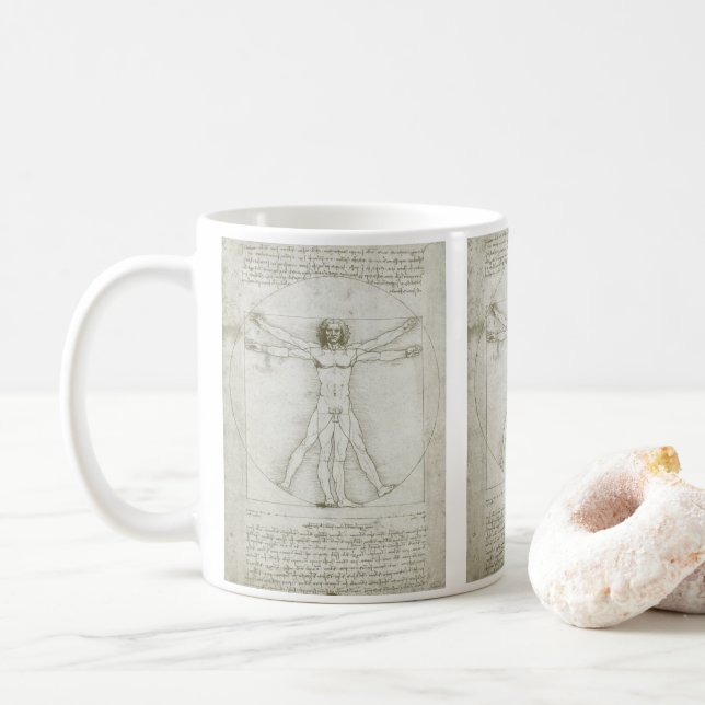 Taza De Café El vitruviano de Leonardo da Vinci (Con donut)