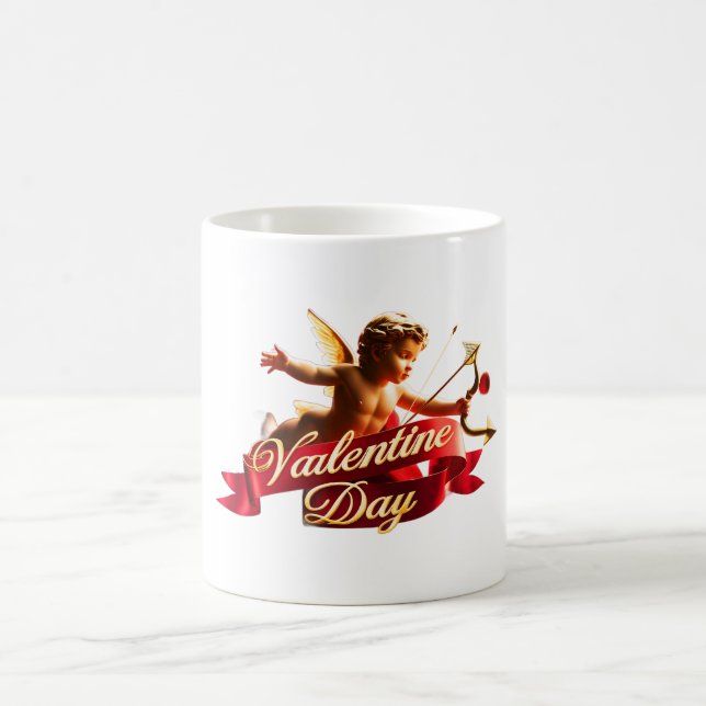 Taza De Café "El vuelo de Cupid: Una elegancia de San Valentín" (Centro)