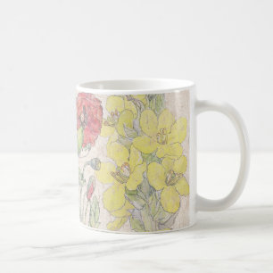 Taza De Café El Wildflower de Mullein de la amapola florece la
