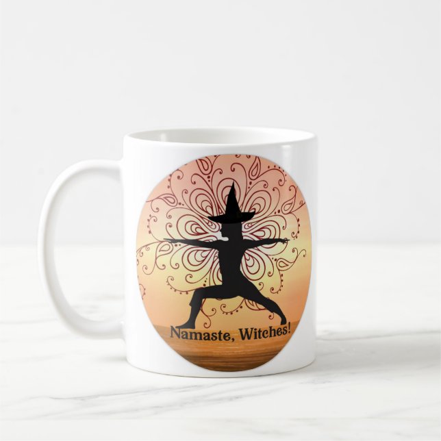 Taza De Café El yoga de bruja Namaste divertido café de Hallowe (Izquierda)
