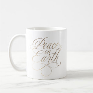 Taza De Café Elaborado y elegante guión falso dorado de la paz