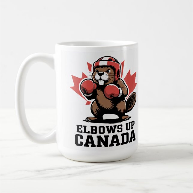 Taza De Café Elbows Up Canada | Quirky Canadian Pride Gift (Izquierda)