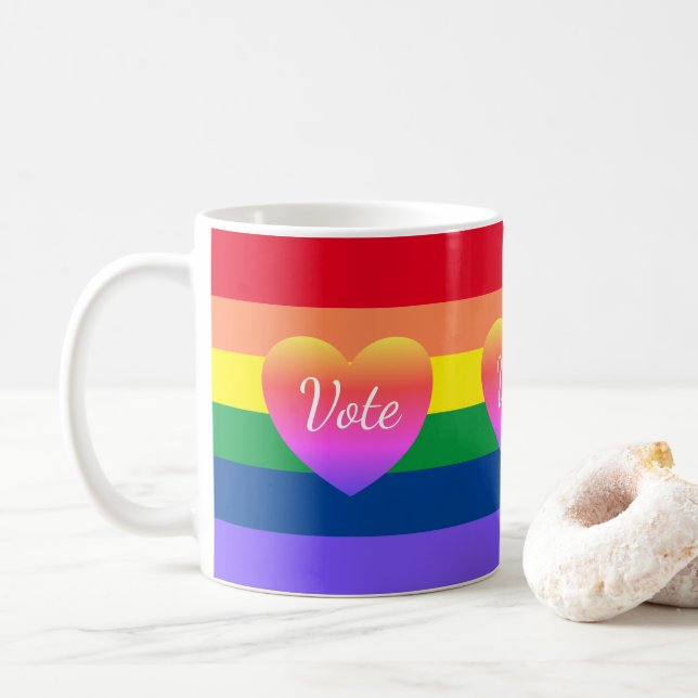 Taza De Café Elección 2024 del Día del Arcoiris, Orgullo Gay (Con donut)